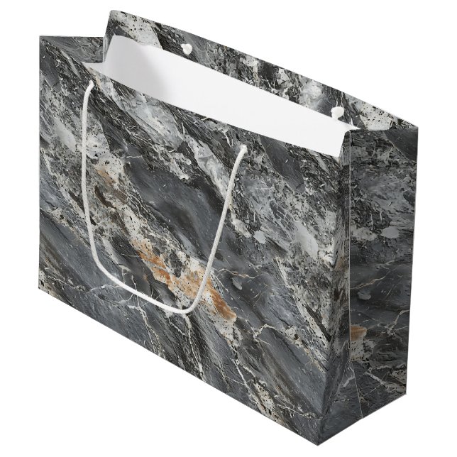 Grått Marble Stone Skriv ut stor gift-flagga (Framsidan Vinklad)