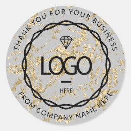 Grått Marble Strokes Guld Logotyp Namn Webben Tack Runt Klistermärke