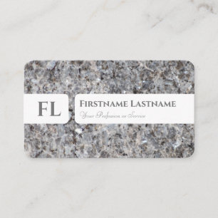 Grått marble structure monogram insida designer visitkort