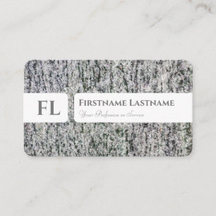 Grått marble structure monogram insida designer visitkort
