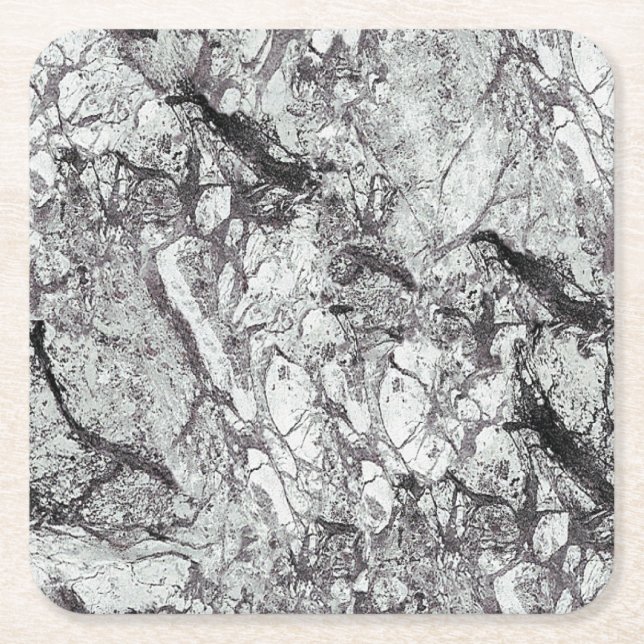 Grått Marble Titta Underlägg Papper Kvadrat (Framsidan)