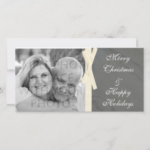 Grått Marble w/Ribbon Photo Card Julkort