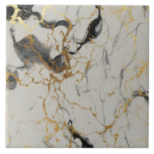 Grått Marble with Black, Brown and Guld Kakelplatta