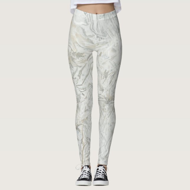 Grått marble yta mönster leggings (Framsida)