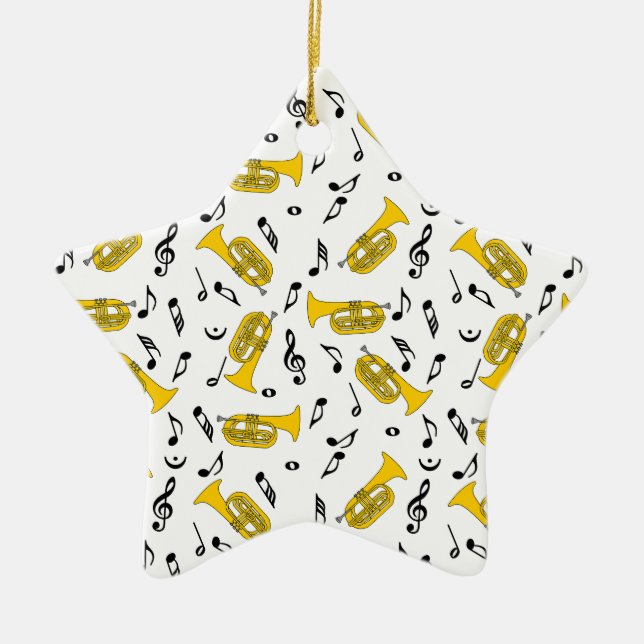 Grått Marching Baritone Musik noter Julgransprydnad Keramik (Framsidan)