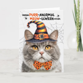 Grått Marcular Halloween Cat PURRanormal MEOWolwee Helgkort