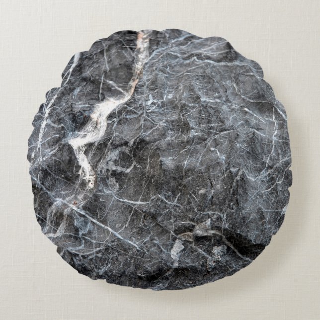 Grått marmor rund kudde (Framsidan)