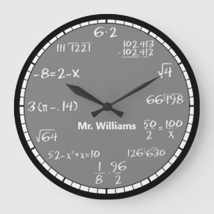 Grått Math Equations Anpassningsbar Large Clock Stor Klocka