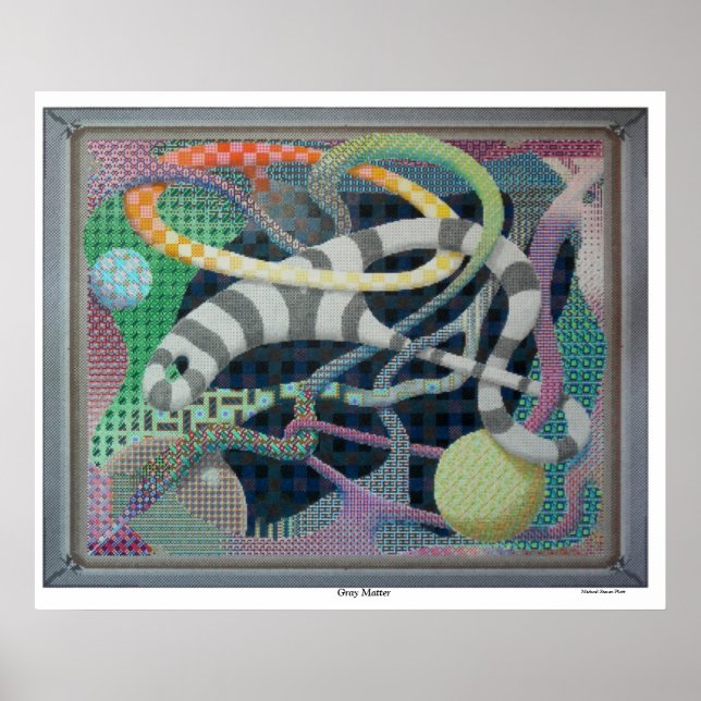 Grått Matter Kreativ Artwork Psychedelic Poster (Framsidan)