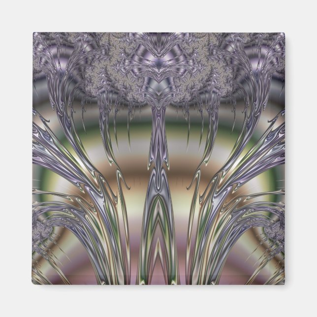 Grått Mauve Grönt Mönster ~ Magnet (Framsidan)