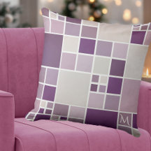 Grått Mauve Monogram Mosaic Mönster Pillow