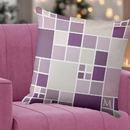 Grått Mauve Monogram Mosaic Mönster Pillow Kudde