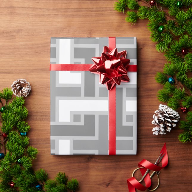 Grått MCM-Abstrakt Modern Presentpapper (Julgåva)