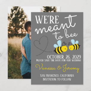 Grått Meant to Bebe Save Date Inbjudningar