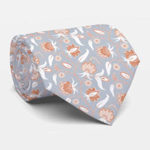 Grått med Blommönster Slips
