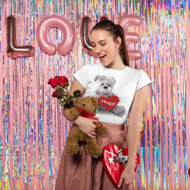 Grått med hjärta t-shirt (Teddy Bear Hugs Women's T-Shirt)