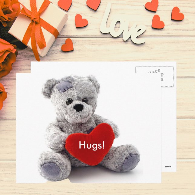 Grått med hjärta vykort (Grey Bear With Heart Postcard)