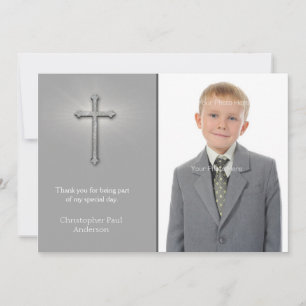 Grått med Kor, fotokort för Religiösa Tack Kort
