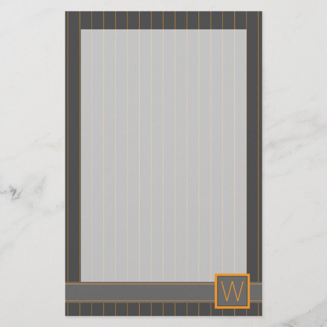 Grått med Orange Streck Stationery Brevpapper (Framsida)