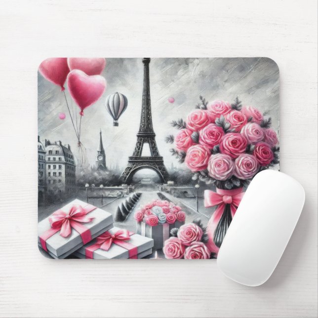 GRÅTT MED ROSA PARIS VALENTINES DAY FLOWERS MUSMATTA (Med mus)