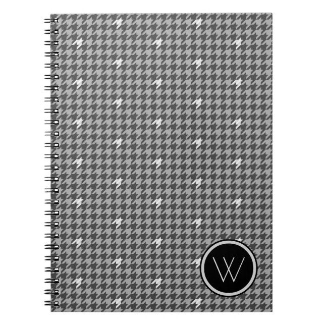 Grått med Silver accent Houndstooth bärbar dator Anteckningsbok (Framsidan)