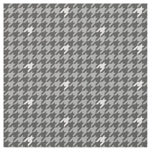 Grått med Silver accent Houndstooth Fabric Tyg (Närbild)