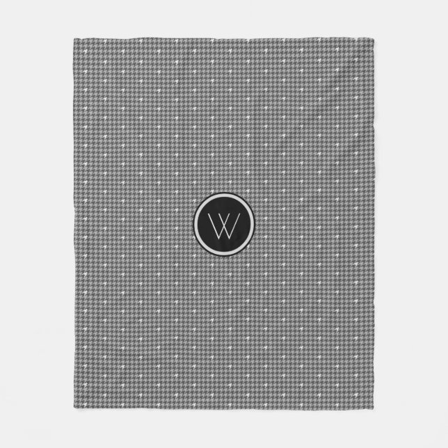 Grått med Silver accent Houndstooth Fleece Blanket (Framsidan)