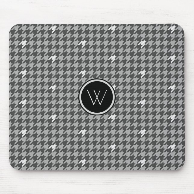 Grått med Silver accent Houndstooth Mousepad Musmatta (Framsidan)