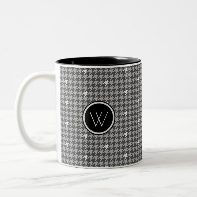 Grått med Silver accent Houndstooth Mugg (Vänster)