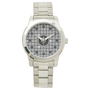 Grått med Silver accent Houndstooth Watch Armbandsur