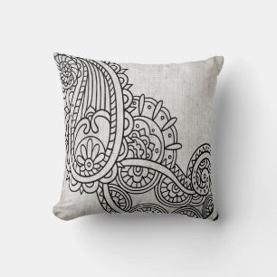 Grått Mehndi Motif Dekorativ kudde