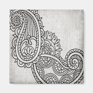 Grått Mehndi Motif Magnet