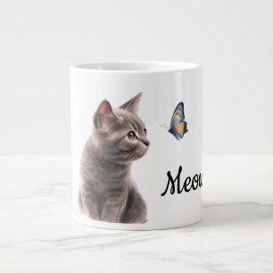 Grått Meow Cat Jumbo Mugg