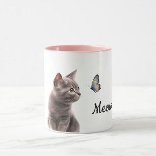 Grått Meow Cat Mugg