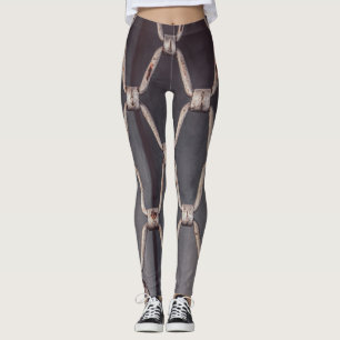 Grått metall-kedjeindustri leggings