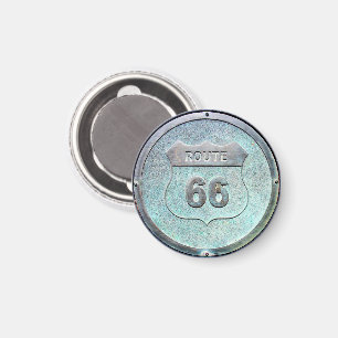 Grått Metall Route 66 Plaque Magnet