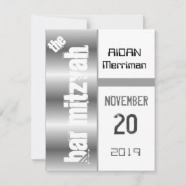 Grått Metallic Pub Mitzvah Inbjudningar