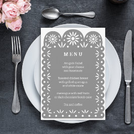 GRÅTT MEXICAL PAPEL PICADO-meny Meddelande