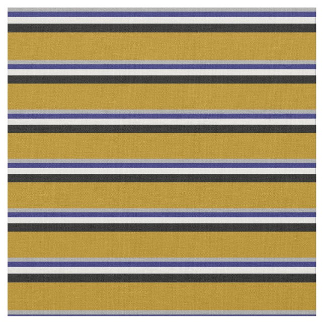 Grått, Midnight Blue, Mint Cream, Black & Goldenro Tyg (Närbild)