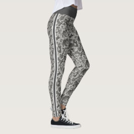 Grått militärkamouflage vit och grått rand leggings