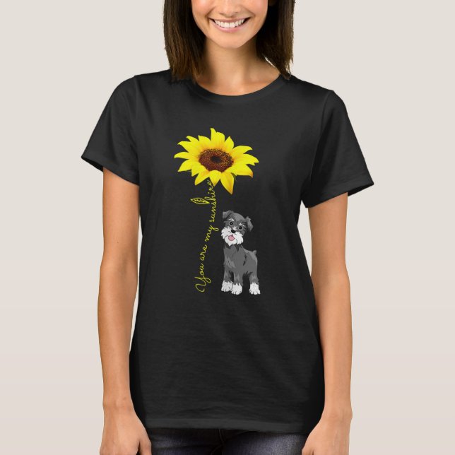 Grått Mini Schnauzer Mamma ger dig min solnedgång T Shirt (Framsida)