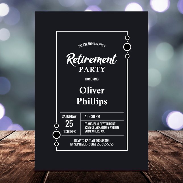 Grått Minimalist Pension Party Inbjudningar (Skapare uppladdad)