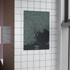 Grått Minimalist Tokyo City Poster