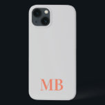 Grått Minimalistiskt modernt initialt monogram<br><div class="desc">Minimalistiskt Modern Initial Monogram. Skapa din egen personlig iphone case med anpassningsbar initial namn.</div>