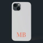 Grått Minimalistiskt modernt initialt monogram<br><div class="desc">Minimalistiskt Modern Initial Monogram. Skapa din egen personlig iphone case med anpassningsbar initial namn.</div>