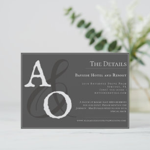 Grått minimalistiskt monogram bröllop tilläggskort