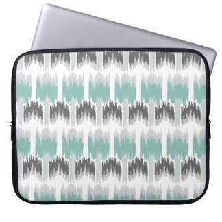 Grått Mint Aqua Modern Abstrakt Blommigt Ikat Möns Laptop Fodral