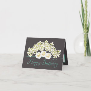 Grått Mint Bouquet Orchids Ro Grattis på födelseda Kort