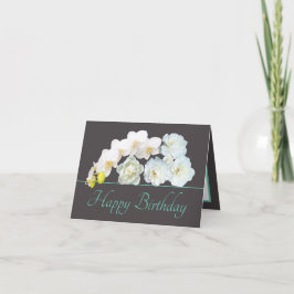 Grått Mint Bouquet White Flowers Grattis på födels Kort