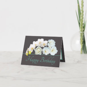 Grått Mint Bouquet White Flowers Grattis på födels Kort